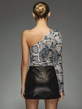 MISSGUIDED Snake Print Asymmetric One Sleeve Bodysuit